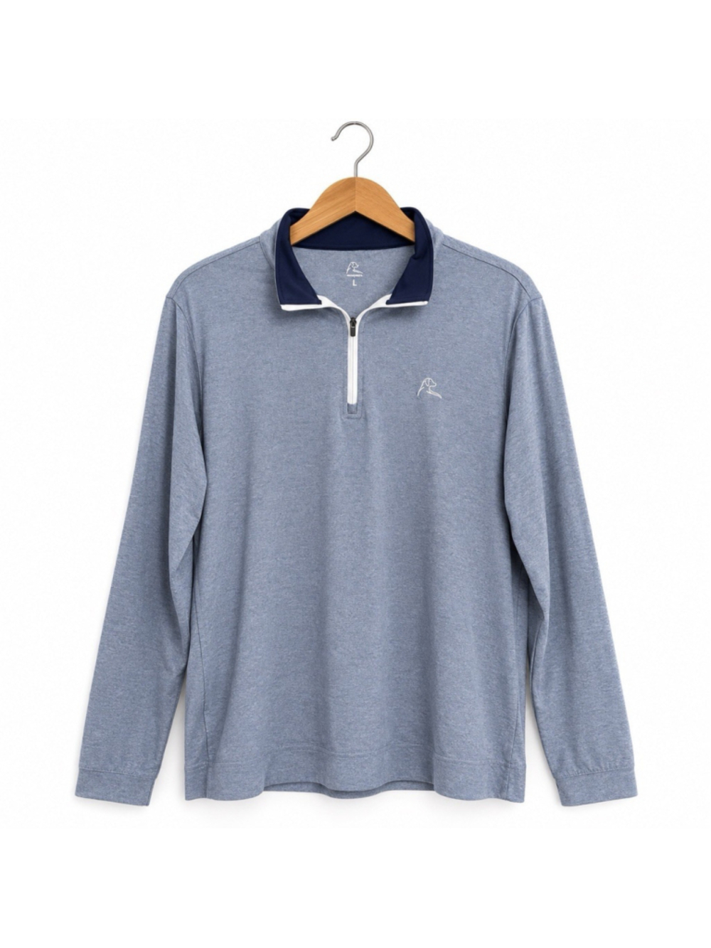 Rhoback Mens Heathered Blue Performance Quarter-Zip Pullover Golf L